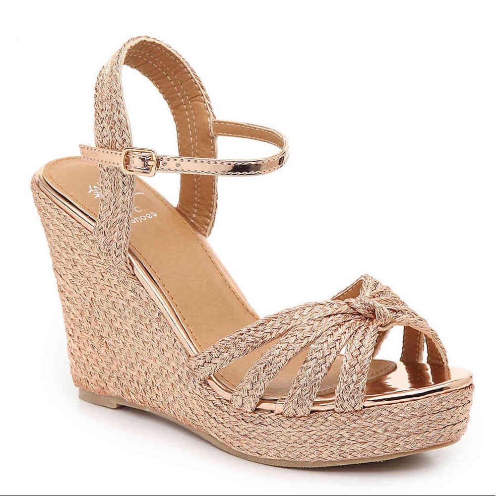 Rose Gold Wedge Sandals